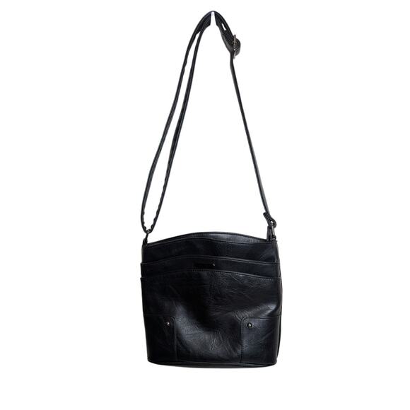 CLUCI black vegan leather shoulder bag purse crossbody - Picture 1 of 11